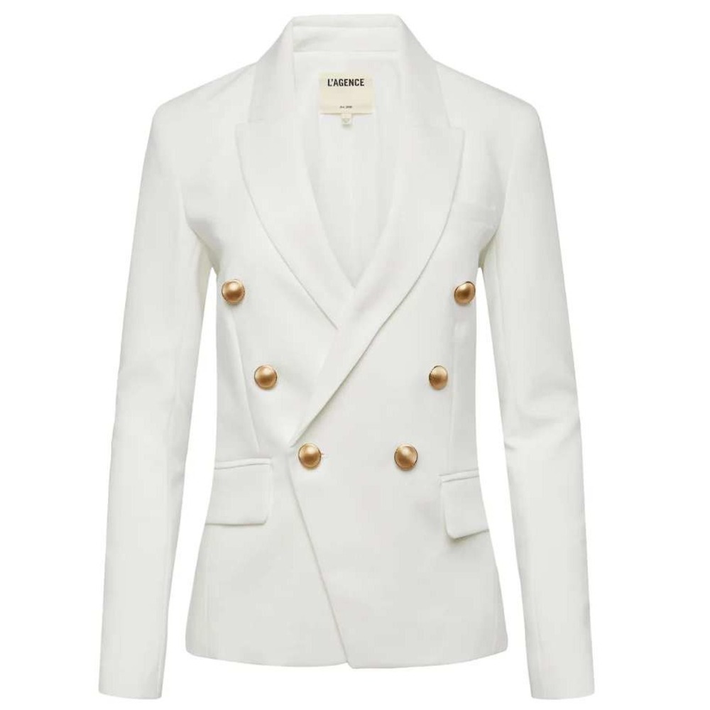 L'AGENCE Ivory Blazer with Brass Accents